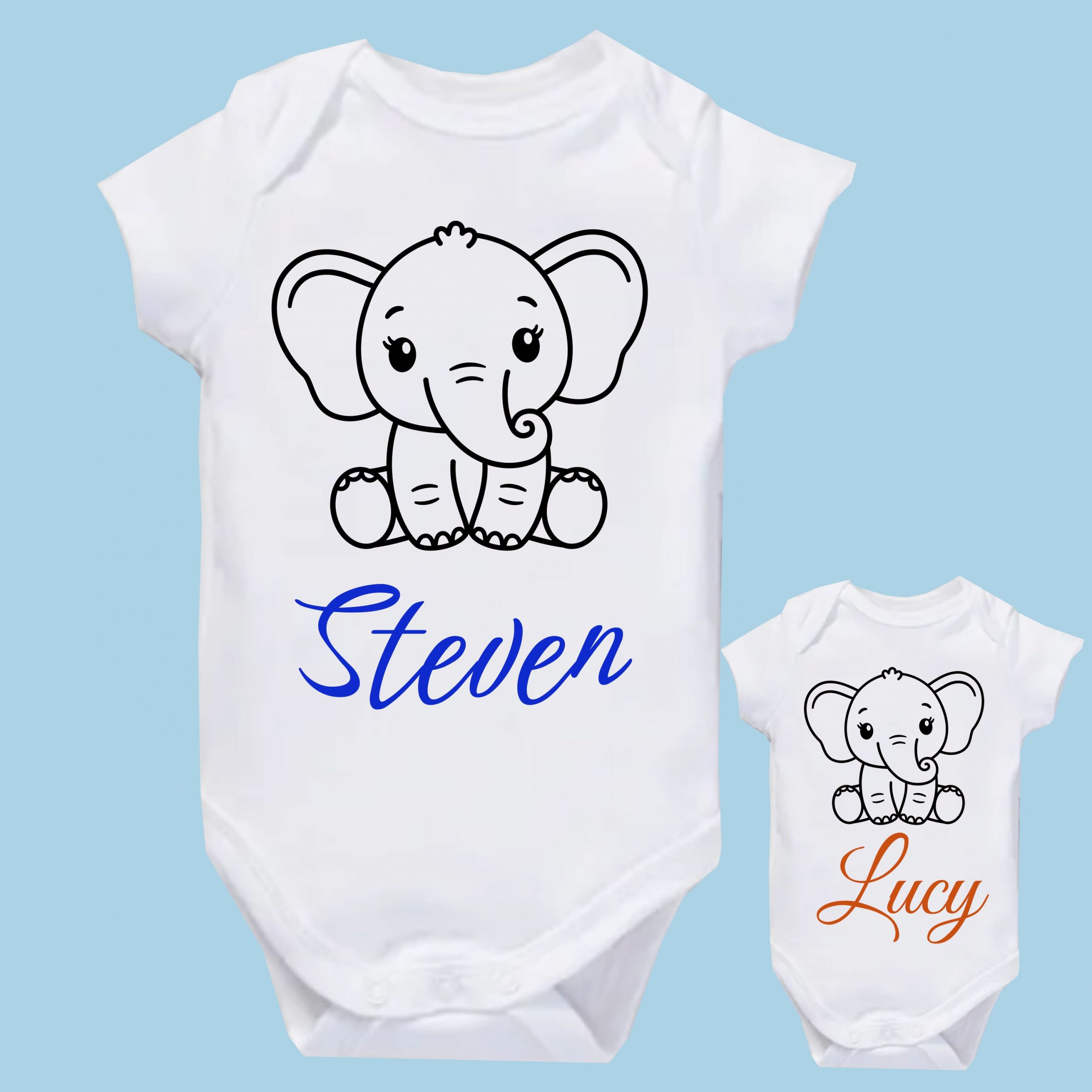 Baby-Body Elefant | personalisiert mit Namen – MITAVI